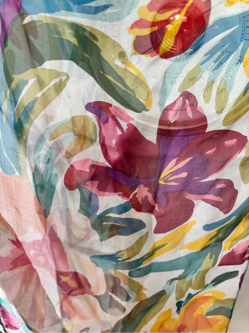 Dana Herbert multicolored floral sheer silk scarf. - Picture 7 of 13